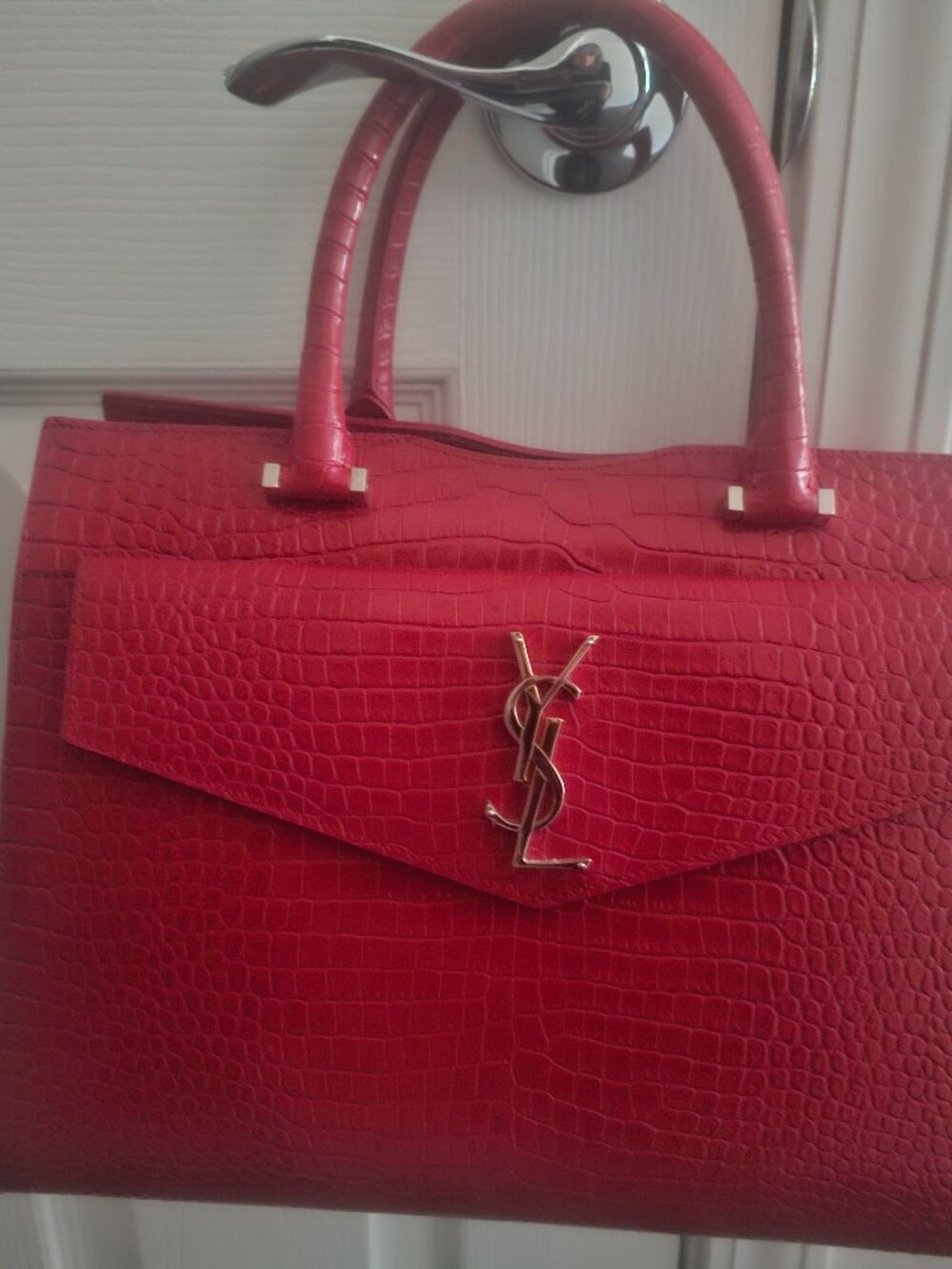 YSL red satchel